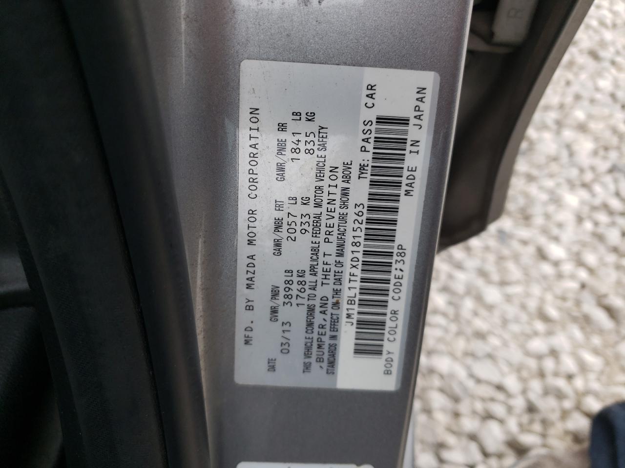 Photo 10 from auction – 2013 MAZDA 3 I with VIN JM1BL1TFXD1815263
