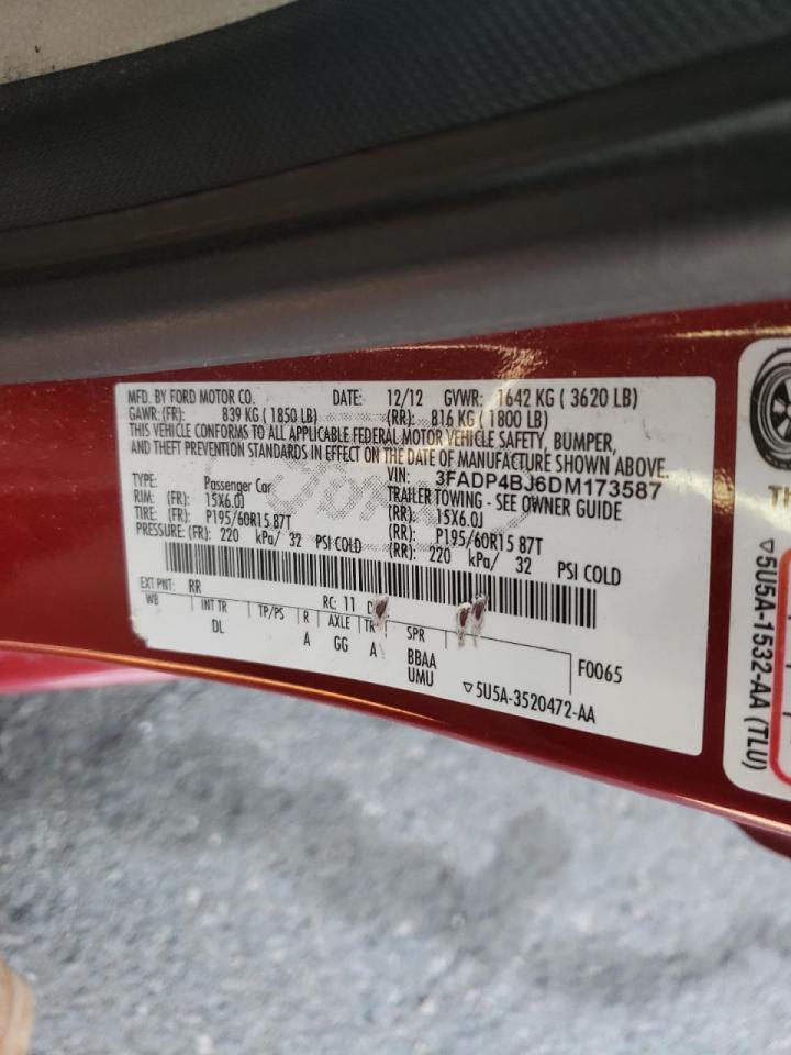 Photo 10 from auction – 2013 FORD FIESTA SE with VIN 3FADP4BJ6DM173587