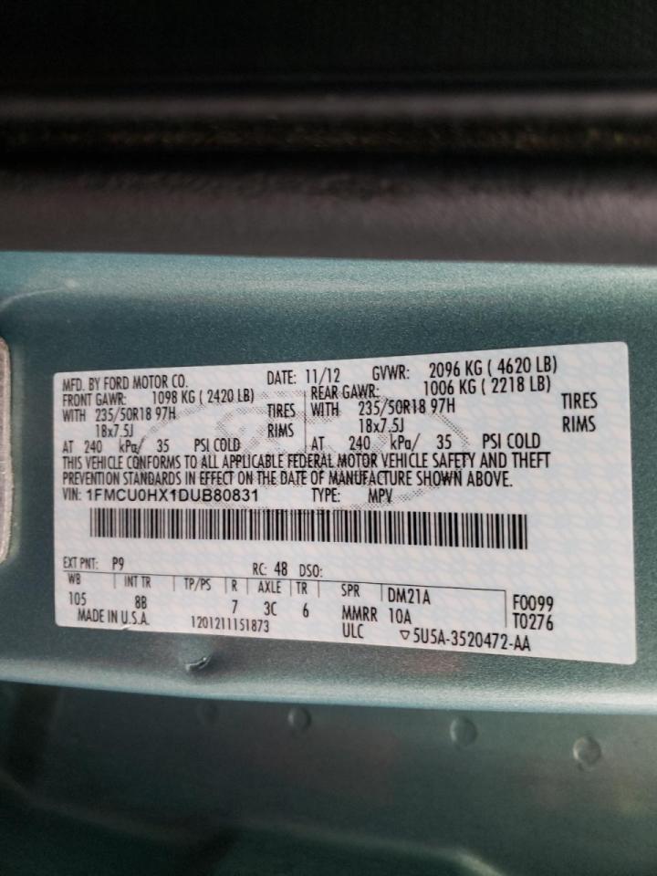 Photo 10 from auction – 2013 FORD ESCAPE SEL with VIN 1FMCU0HX1DUB80831