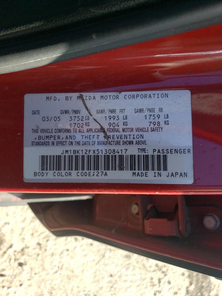 Photo 10 from auction – 2005 MAZDA 3 I with VIN JM1BK12FX51308417