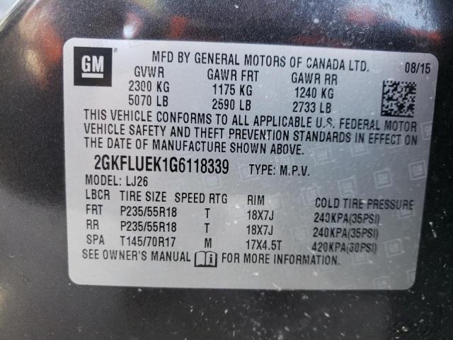 Photo 10 from auction – 2016 GMC TERRAIN SL with VIN 2GKFLUEK1G6118339