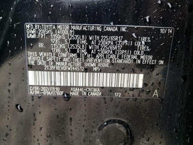 Photo 10 from auction – 2015 TOYOTA RAV4 LE with VIN 2T3BFREV0FW244512
