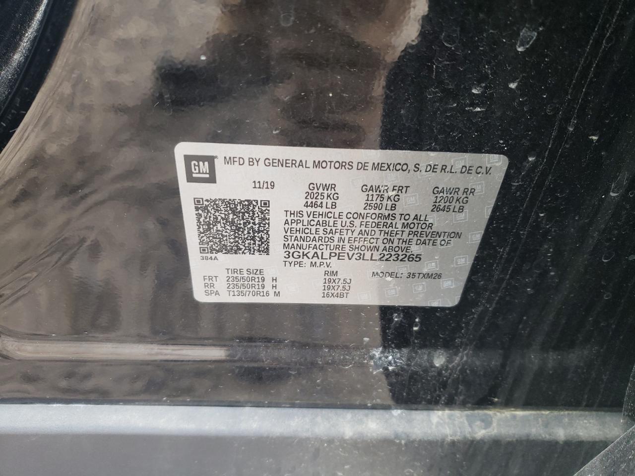 Photo 10 from auction – 2020 GMC TERRAIN SL with VIN 3GKALPEV3LL223265
