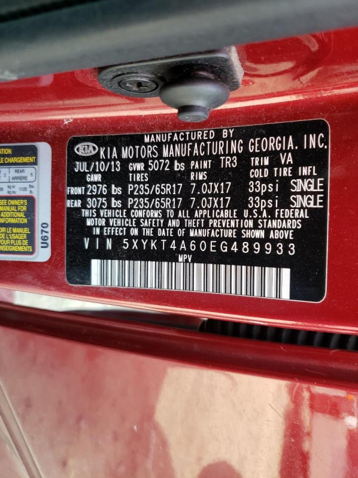 Photo 10 from auction – 2014 KIA SORENTO LX with VIN 5XYKT4A60EG489933