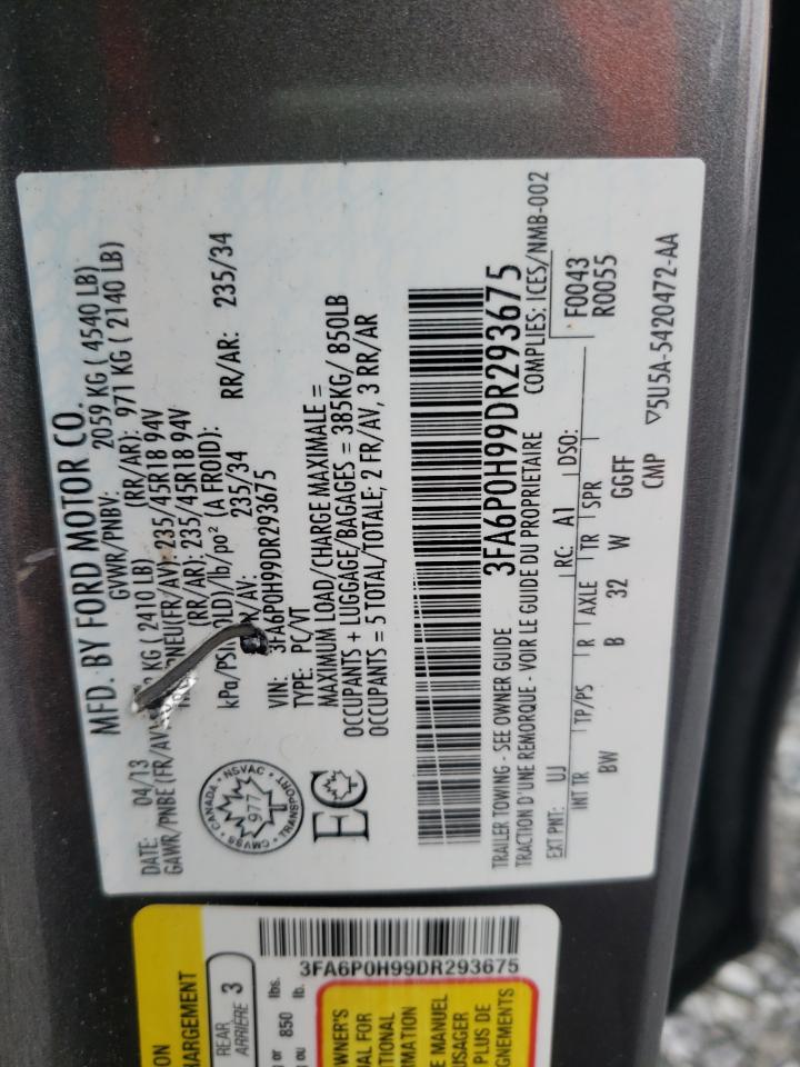 Photo 11 from auction – 2013 FORD FUSION SE with VIN 3FA6P0H99DR293675
