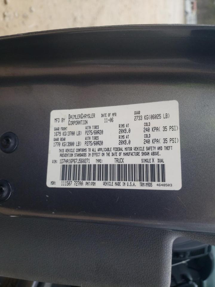 Photo 10 from auction – 2007 DODGE RAM 1500 S with VIN 1D7HA16P67J560271
