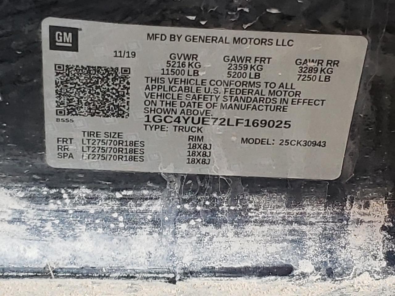 Photo 10 from auction – 2020 CHEVROLET SILVERADO with VIN 1GC4YUE72LF169025