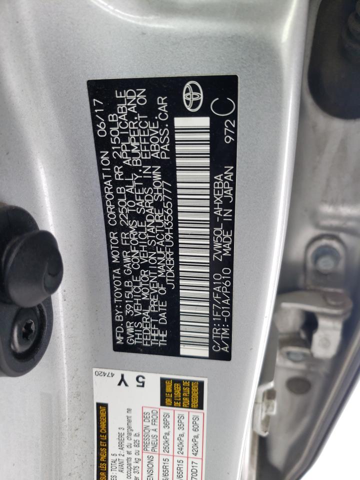 Photo 10 from auction – 2017 TOYOTA PRIUS with VIN JTDKBRFU9H3565777