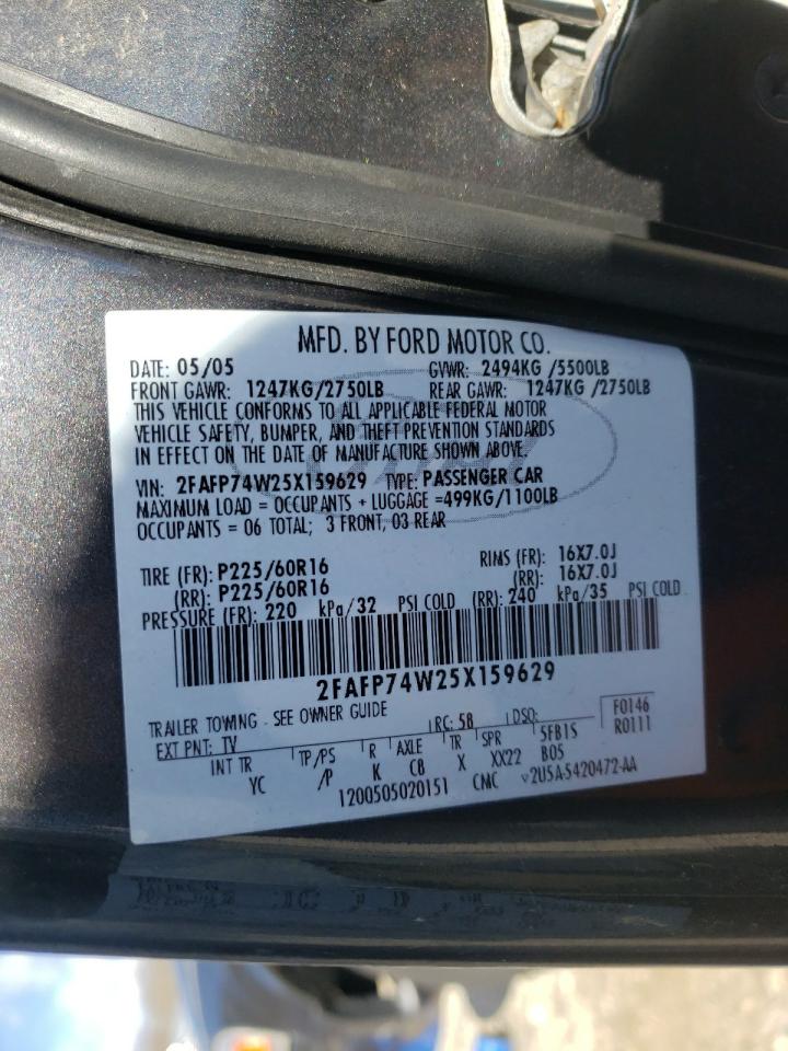 Photo 10 from auction – 2005 FORD CROWN VICT with VIN 2FAFP74W25X159629