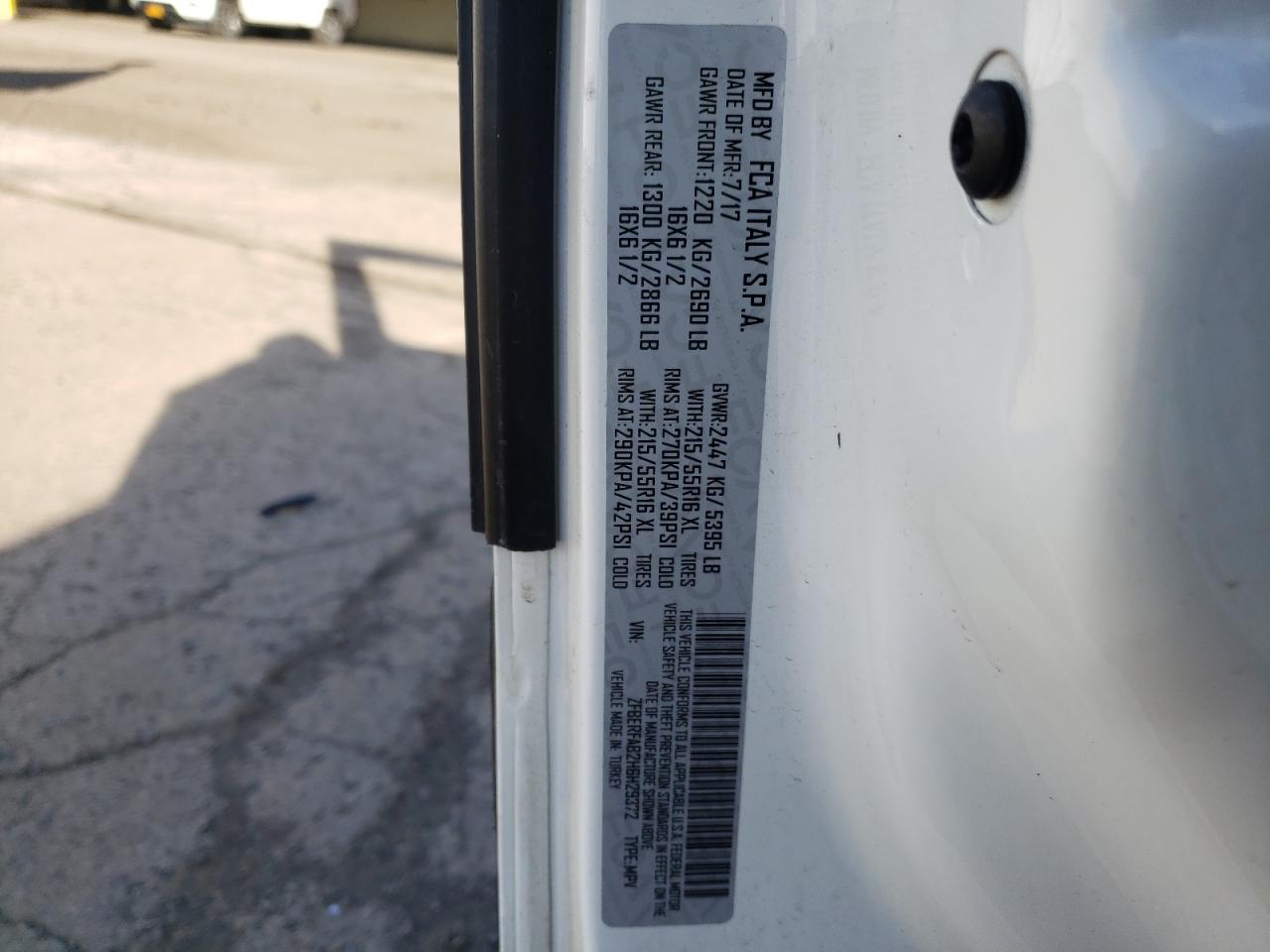Photo 10 from auction – 2017 RAM PROMASTER with VIN ZFBERFAB2H6H29372