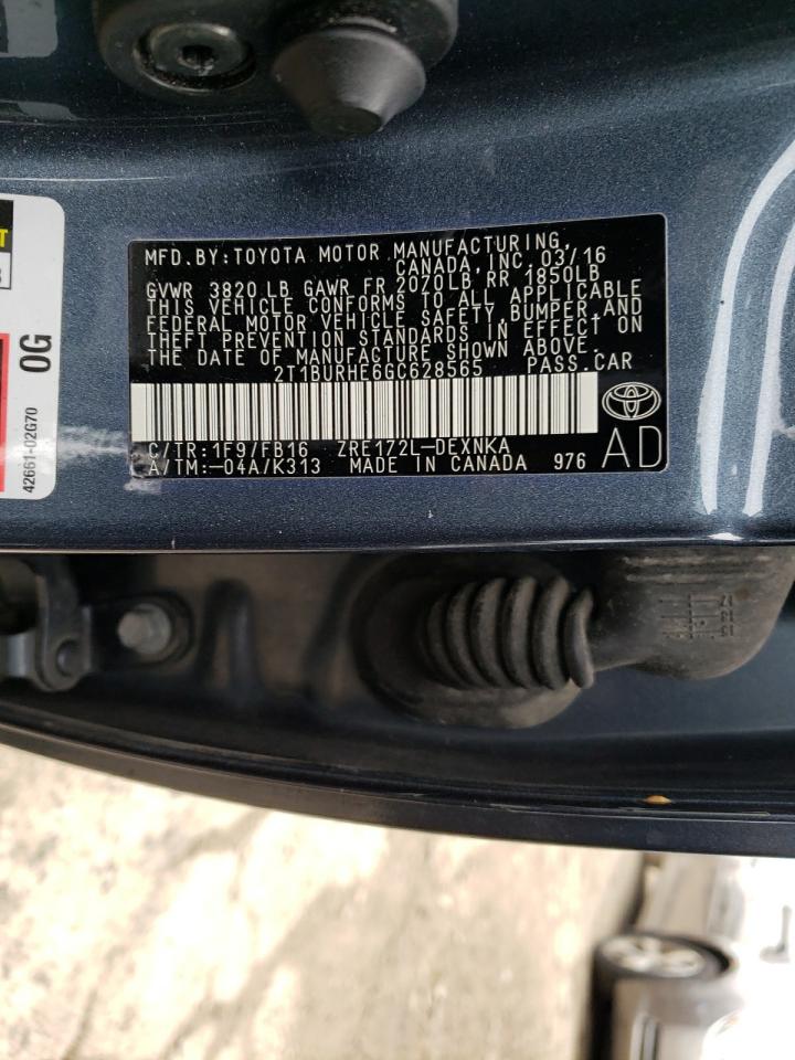 Photo 10 from auction – 2016 TOYOTA COROLLA L with VIN 2T1BURHE6GC628565