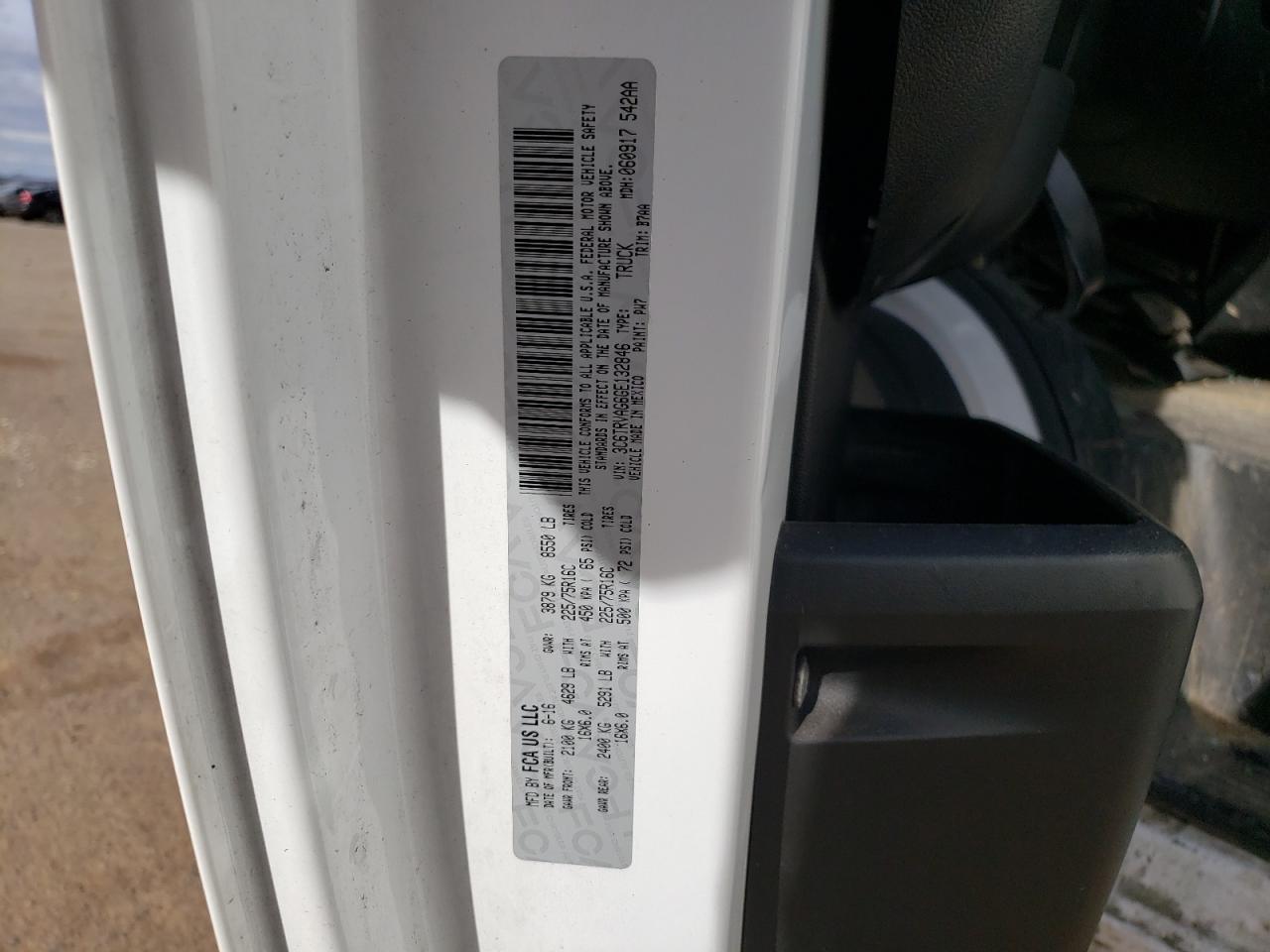 Photo 10 from auction – 2016 RAM PROMASTER with VIN 3C6TRVAG6GE132846