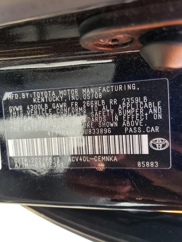 Photo 10 from auction – 2009 TOYOTA CAMRY BASE with VIN 4T1BE46KX9U833896