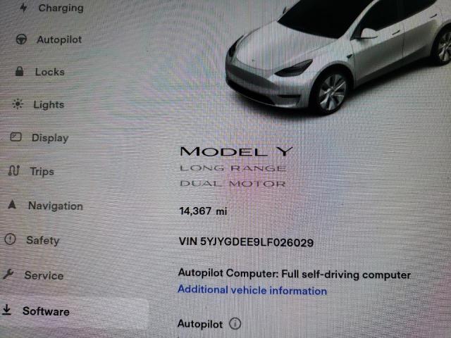 Photo 8 from auction – 2020 TESLA MODEL Y with VIN 5YJYGDEE9LF026029