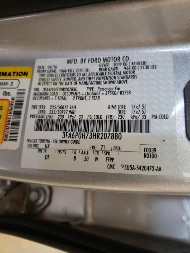 Photo 10 from auction – 2017 FORD FUSION SE with VIN 3FA6P0H73HR207880