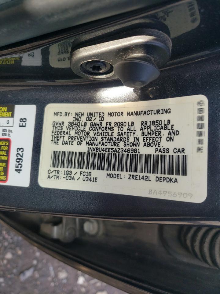 Photo 10 from auction – 2010 TOYOTA COROLLA BA with VIN 1NXBU4EE5AZ346981