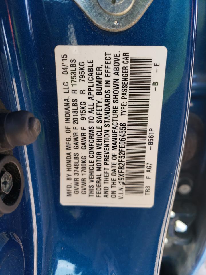 Photo 10 from auction – 2015 HONDA CIVIC LX with VIN 19XFB2F52FE064558