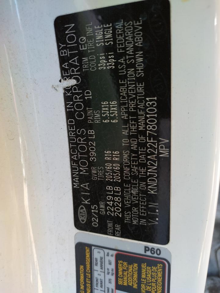 Photo 10 from auction – 2015 KIA SOUL with VIN KNDJN2A22F7801031