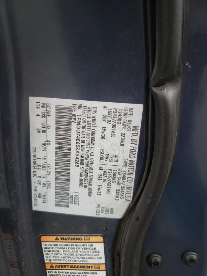 Photo 10 from auction – 2002 FORD EXPLORER E with VIN 1FMDU74E62ZA54269
