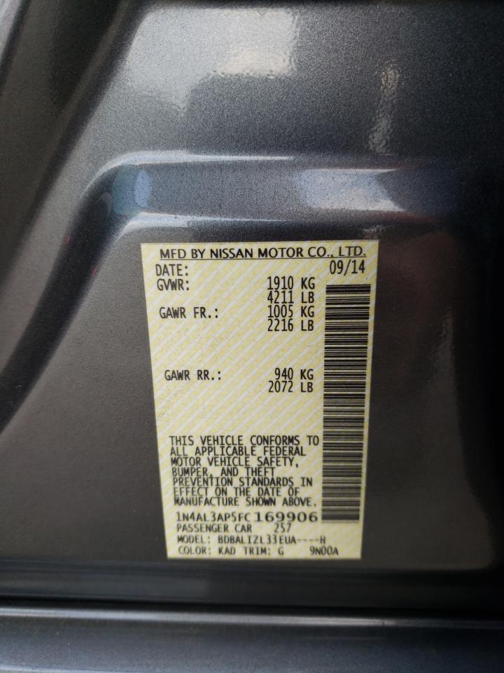 Photo 10 from auction – 2015 NISSAN ALTIMA 2.5 with VIN 1N4AL3AP5FC169906