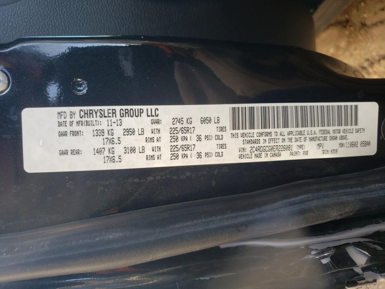 Photo 20 from auction – 2014 DODGE GRAND CARA with VIN 2C4RDGCG0ER226081