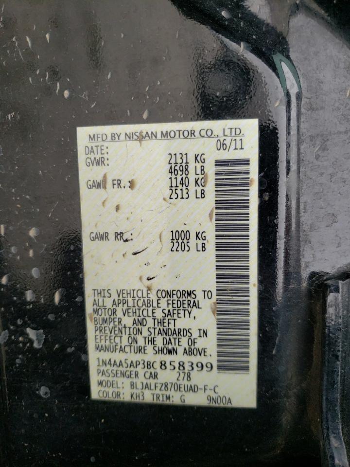 صورة رقم 10 من المزاد - 2011 NISSAN MAXIMA S مع VIN 1N4AA5AP3BC858399