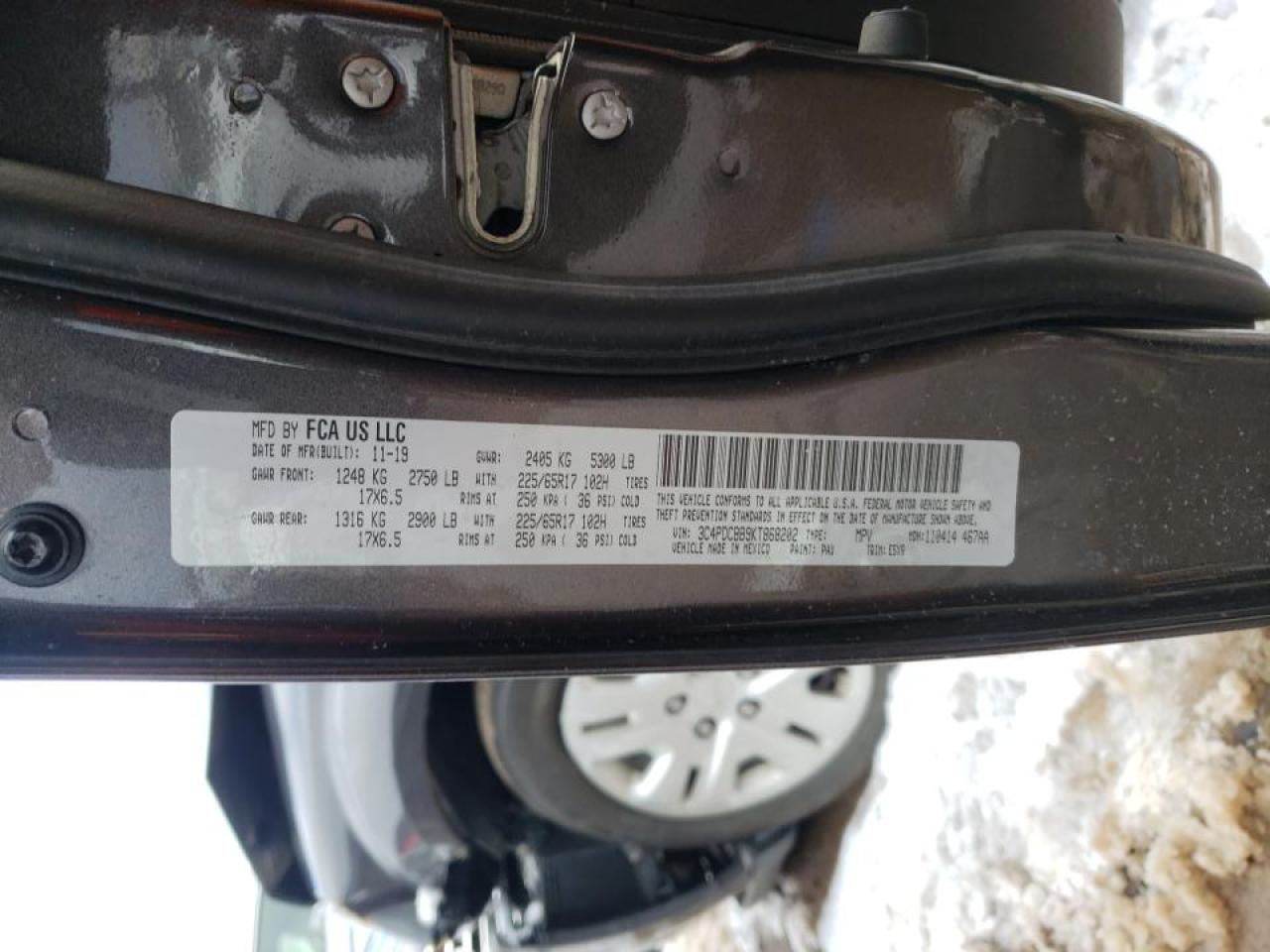 Foto 10 de la subasta – 2019 DODGE JOURNEY SE con VIN 3C4PDCBB9KT868202