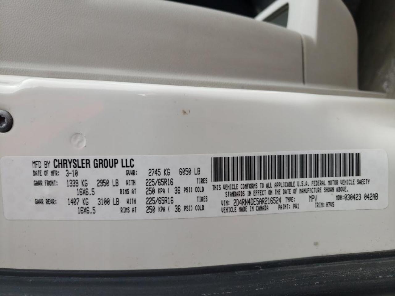 Photo 10 from auction – 2010 DODGE GRAND CARA with VIN 2D4RN4DE5AR216524