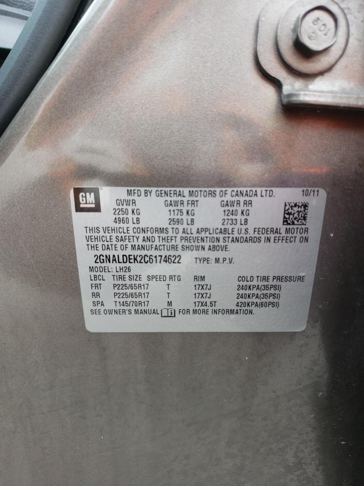 Photo 10 from auction – 2012 CHEVROLET EQUINOX LT with VIN 2GNALDEK2C6174622