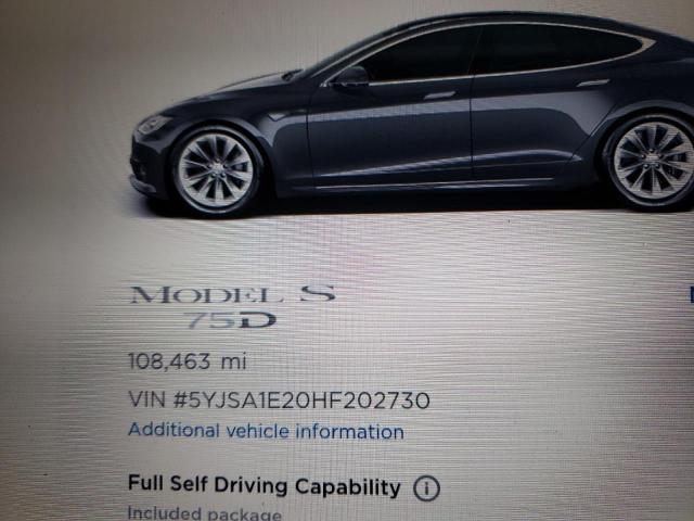 Photo 8 from auction – 2017 TESLA MODEL S with VIN 5YJSA1E20HF202730