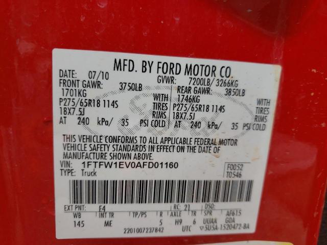 Photo 10 from auction – 2010 FORD F150 SUPER with VIN 1FTFW1EV0AFD01160