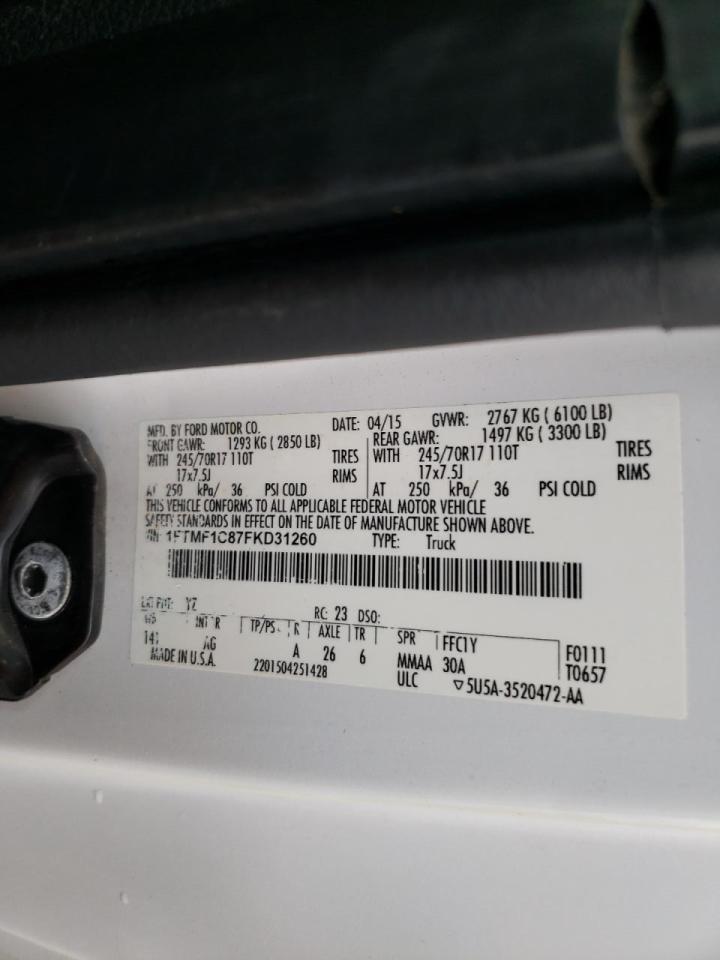 Photo 10 from auction – 2015 FORD F150 with VIN 1FTMF1C87FKD31260
