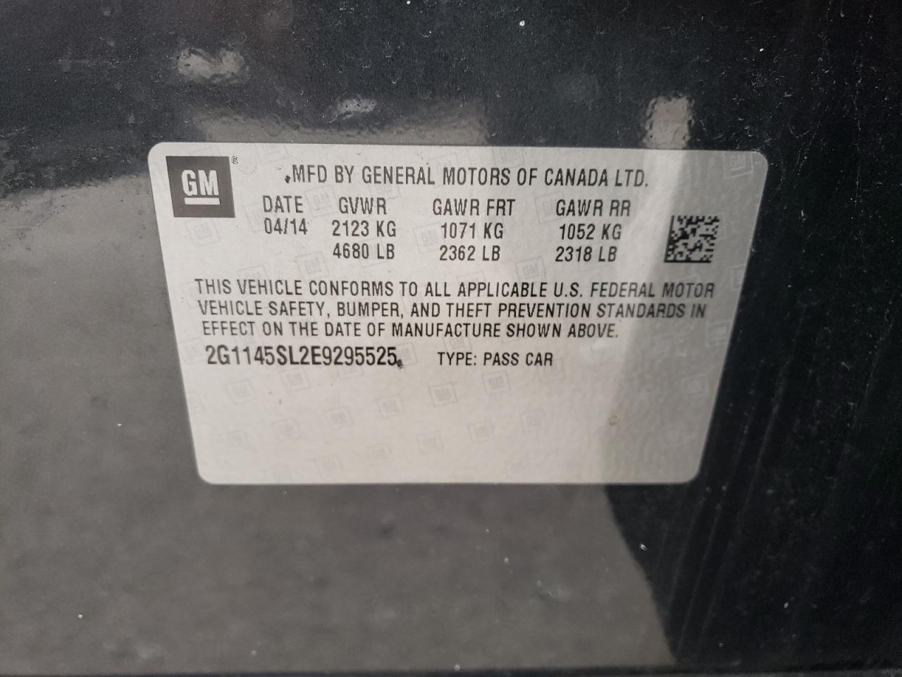 Photo 10 from auction – 2014 CHEVROLET IMPALA LTZ with VIN 2G1145SL2E9295525