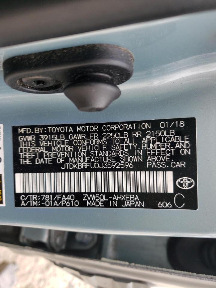 Photo 10 from auction – 2018 TOYOTA PRIUS with VIN JTDKBRFU0J3592596