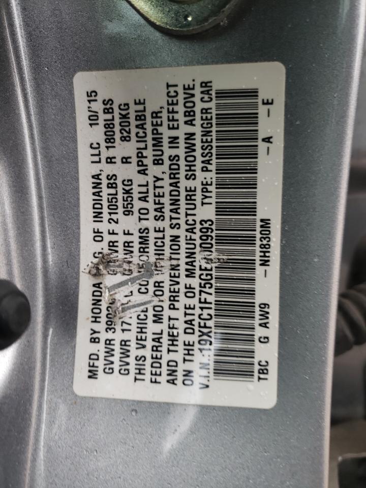 Photo 10 from auction – 2016 HONDA CIVIC EXL with VIN 19XFC1F75GE000993