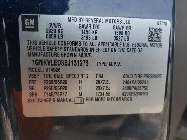 Photo 10 from auction – 2011 CHEVROLET TRAVERSE L with VIN 1GNKVLED3BJ131273