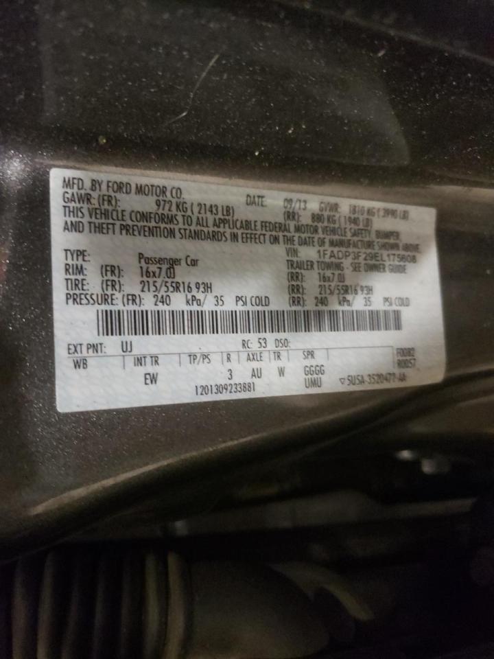 Photo 10 from auction – 2014 FORD FOCUS SE with VIN 1FADP3F29EL175608