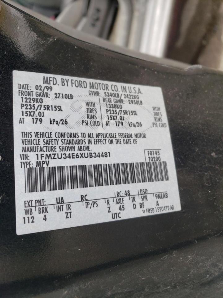 Photo 10 from auction – 1999 FORD EXPLORER with VIN 1FMZU34E6XUB34481