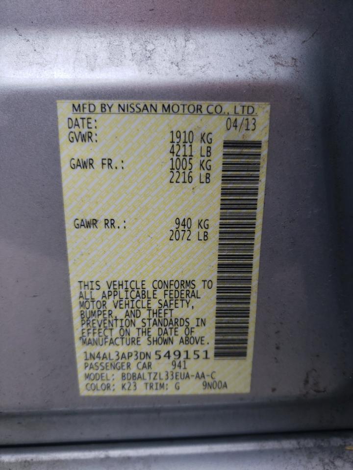 Photo 10 from auction – 2013 NISSAN ALTIMA 2.5 with VIN 1N4AL3AP3DN549151