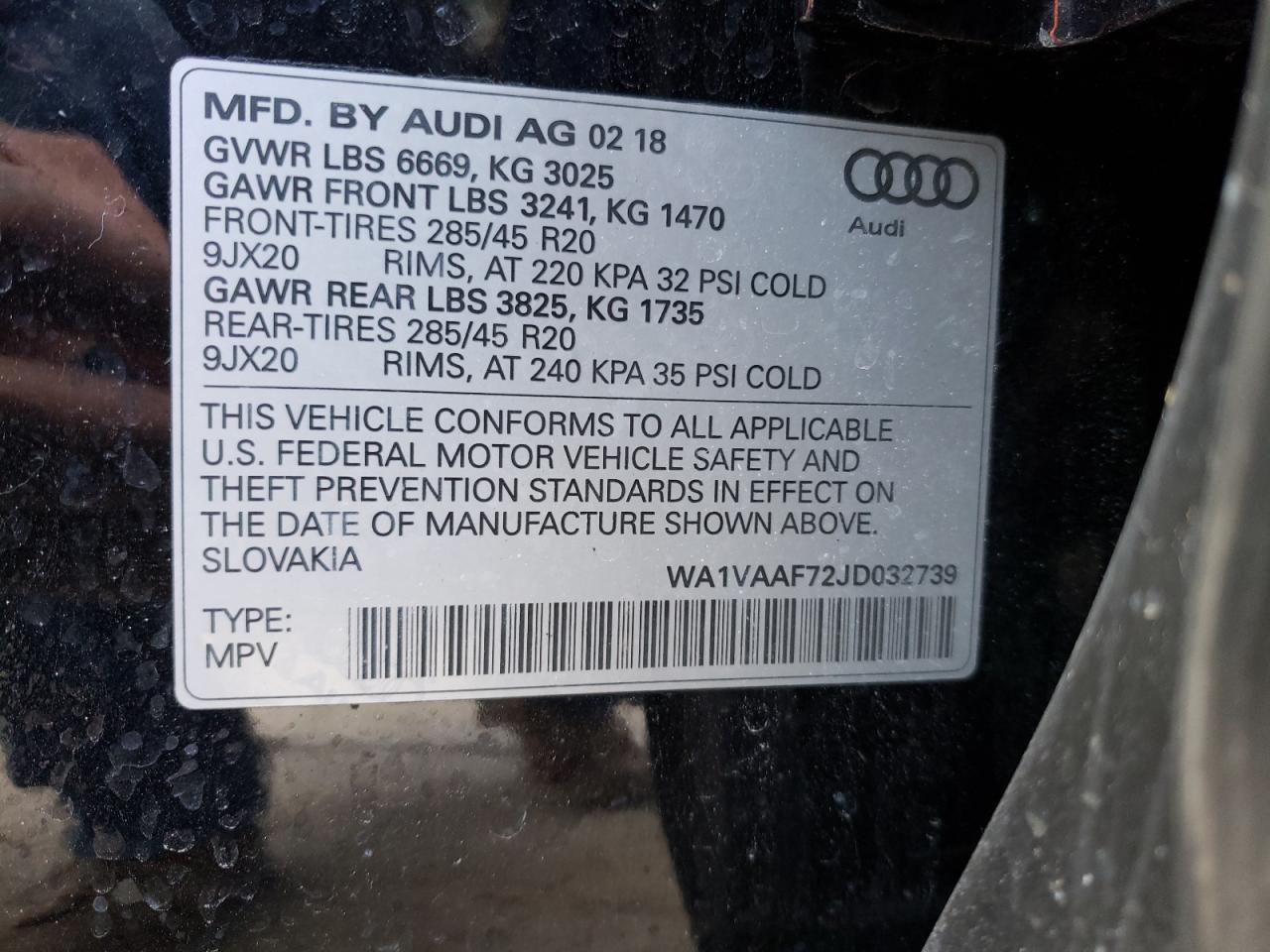 Photo 10 from auction – 2018 AUDI Q7 PRESTIG with VIN WA1VAAF72JD032739