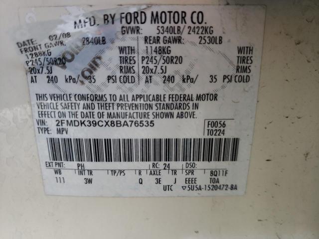 Photo 10 from auction – 2008 FORD EDGE LIMIT with VIN 2FMDK39CX8BA76535