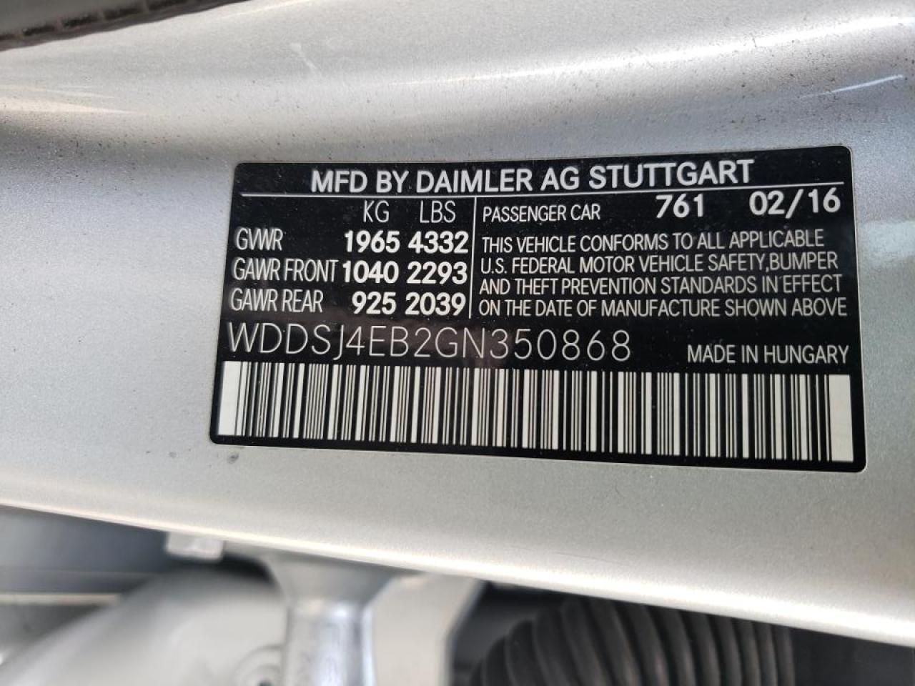 Photo 10 from auction – 2016 MERCEDES-BENZ CLA 250 with VIN WDDSJ4EB2GN350868