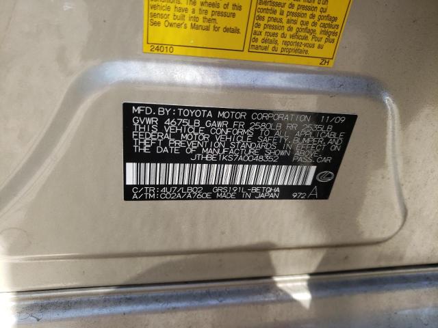Photo 10 from auction – 2010 LEXUS GS 350 with VIN JTHBE1KS7A0048352