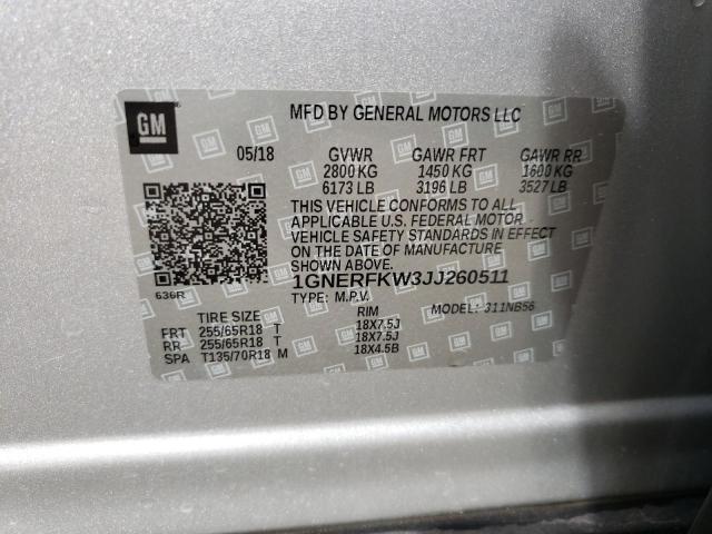 Photo 10 from auction – 2018 CHEVROLET TRAVERSE L with VIN 1GNERFKW3JJ260511