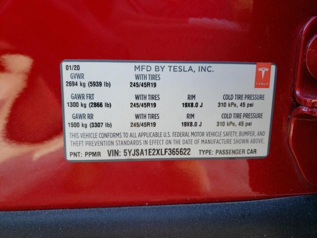 Photo 10 from auction – 2020 TESLA MODEL S with VIN 5YJSA1E2XLF365622