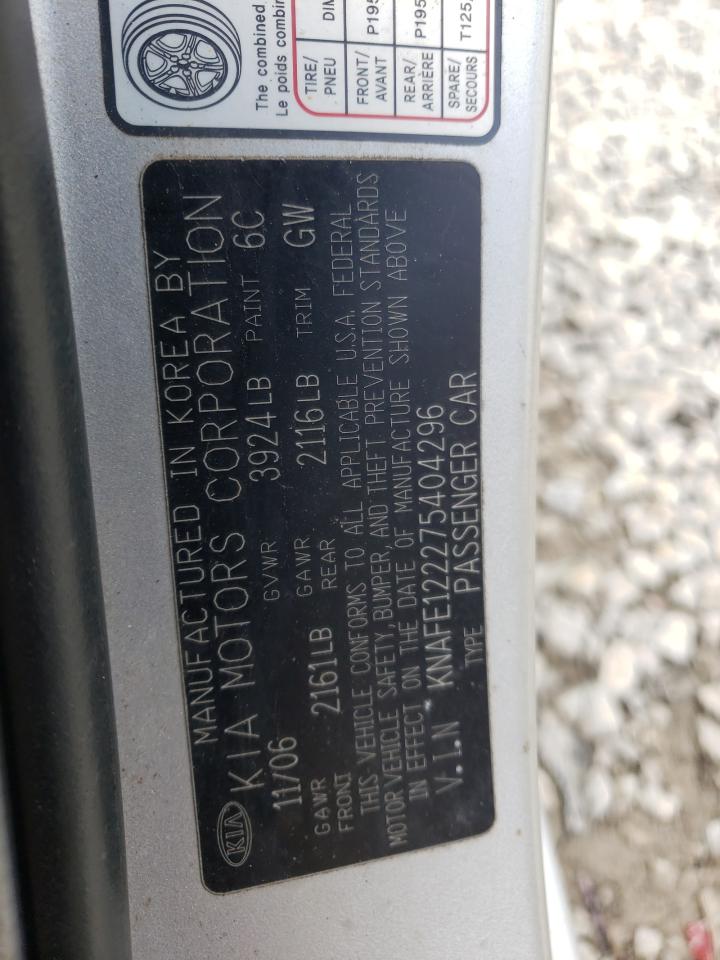 Photo 10 from auction – 2007 KIA SPECTRA EX with VIN KNAFE122275404296