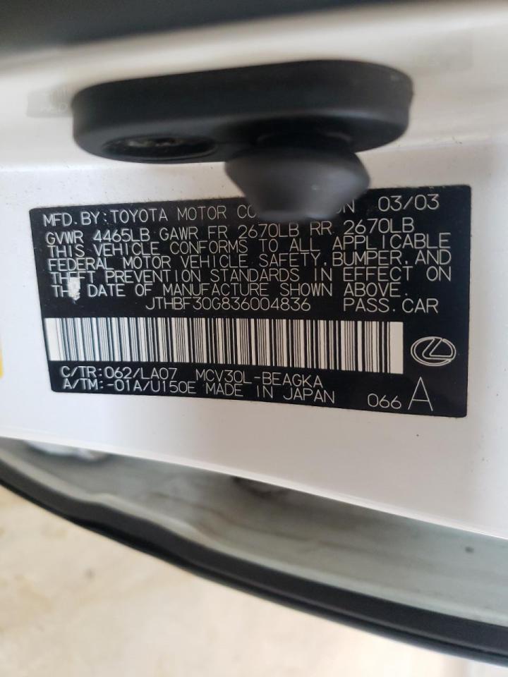 Photo 10 from auction – 2003 LEXUS ES 300 with VIN JTHBF30G836004836