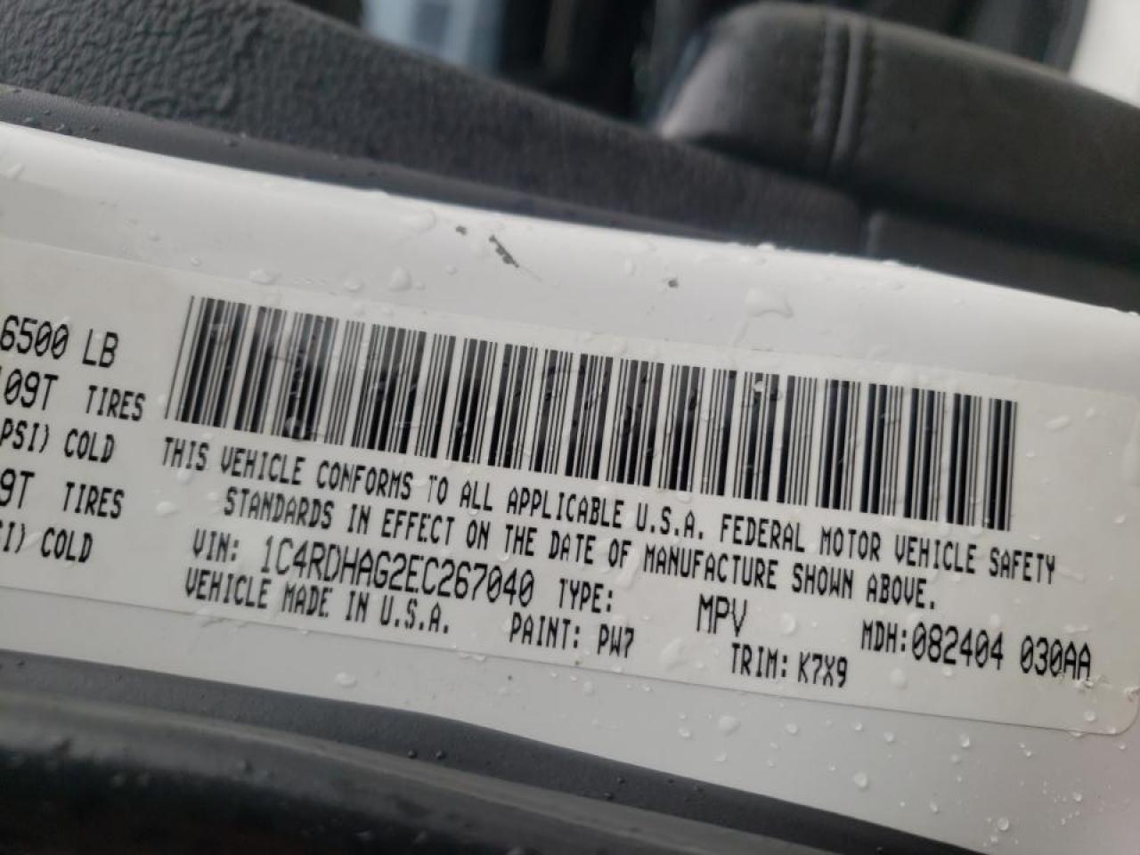 Photo 10 from auction – 2014 DODGE DURANGO SX with VIN 1C4RDHAG2EC267040