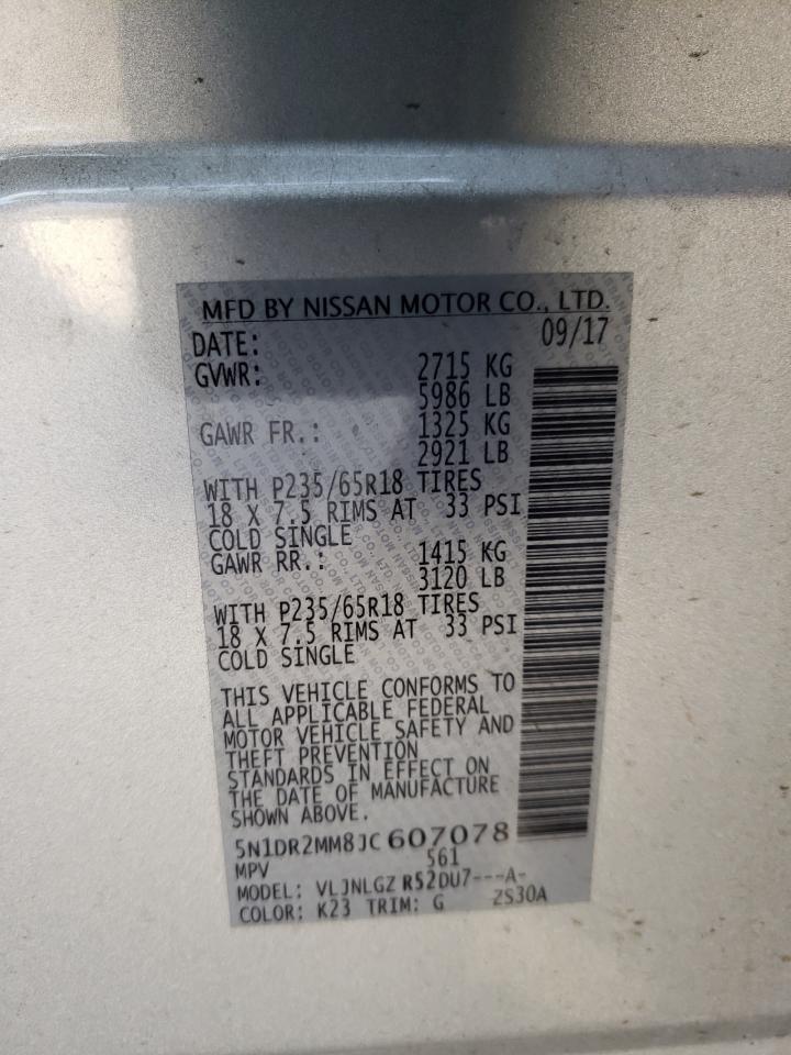 Photo 10 from auction – 2018 NISSAN PATHFINDER with VIN 5N1DR2MM8JC607078