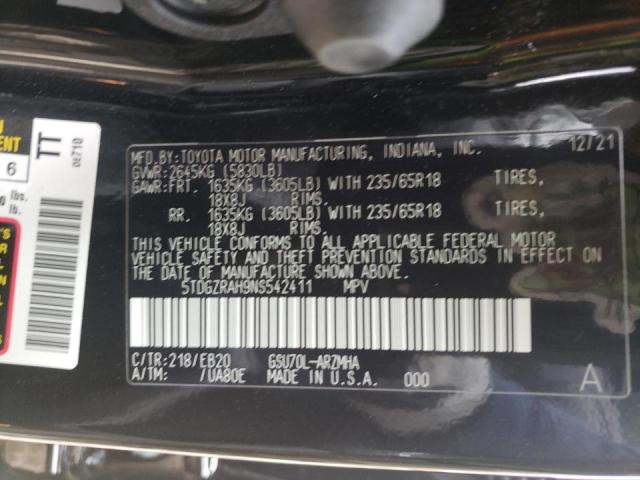 Photo 10 from auction – 2022 TOYOTA HIGHLANDER with VIN 5TDGZRAH9NS542411
